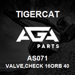 AS071 Tigercat VALVE,CHECK 16ORB 40PSI HIGH FLOW | AGA Parts