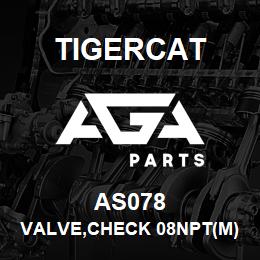 AS078 Tigercat VALVE,CHECK 08NPT(M)08JIC(M)1/2PSI CRACK | AGA Parts