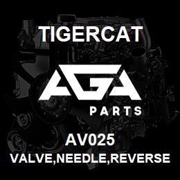 AV025 Tigercat VALVE,NEEDLE,REVERSE CHECK,.060 | AGA Parts