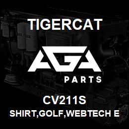 CV211S Tigercat SHIRT,GOLF,WEBTECH EASY CARE,BLACK,MED. | AGA Parts