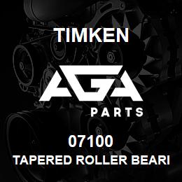 07100 Timken TAPERED ROLLER BEARINGS - SINGLE CONES - IMPERIAL | AGA Parts