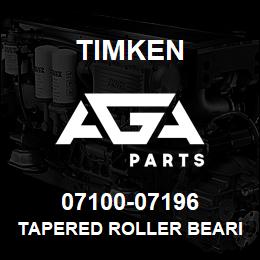 07100-07196 Timken TAPERED ROLLER BEARINGS - TS (TAPERED SINGLE) IMPERIAL | AGA Parts