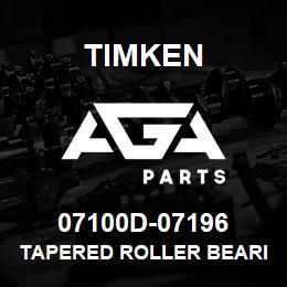 07100D-07196 Timken TAPERED ROLLER BEARINGS - TDI (TAPERED DOUBLE INNER) IMPERIAL | AGA Parts