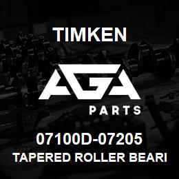 07100D-07205 Timken TAPERED ROLLER BEARINGS - TDI (TAPERED DOUBLE INNER) IMPERIAL | AGA Parts