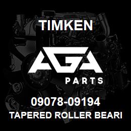 09078-09194 Timken TAPERED ROLLER BEARINGS - TS (TAPERED SINGLE) IMPERIAL | AGA Parts