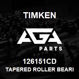 126151CD Timken TAPERED ROLLER BEARINGS - DOUBLE TAPERED CUP - IMPERIAL | AGA Parts