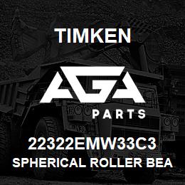 22322EMW33C3 Timken SPHERICAL ROLLER BEARINGS - BRASS CAGE | AGA Parts