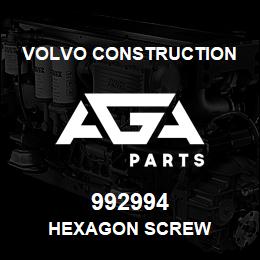 992994 Volvo CE HEXAGON SCREW | AGA Parts