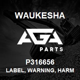 P316656 Waukesha LABEL, WARNING, HARMONIZED, ENGINATOR LIFTING | AGA Parts