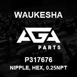 P317676 Waukesha NIPPLE, HEX, 0.25NPT-0.25NPT | AGA Parts