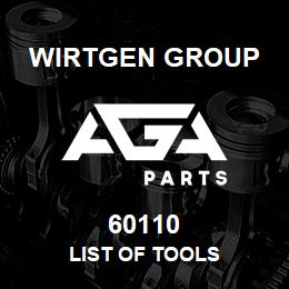 60110 Wirtgen Group LIST OF TOOLS | AGA Parts