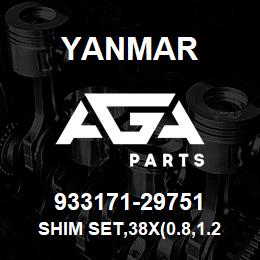 933171-29751 Yanmar SHIM SET,38X(0.8,1.2 | AGA Parts