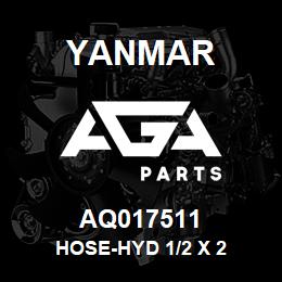 AQ017511 Yanmar HOSE-HYD 1/2 X 2 | AGA Parts