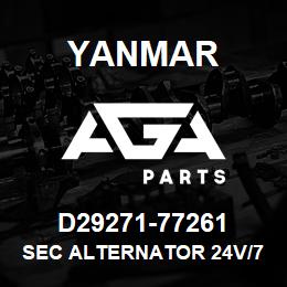 D29271-77261 Yanmar Sec Alternator 24V/75A | AGA Parts