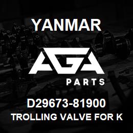 D29673-81900 Yanmar trolling valve for KMH4 | AGA Parts